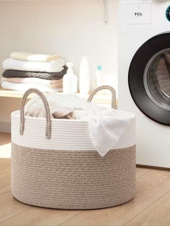 Other - 1PC Large Blanket Basket, 22 x 22 x14inches - Premium 100% Cotton Rope Woven Sto